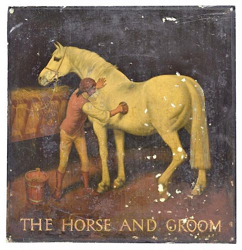 ENGLISH IRON "THE HORSE AND GROOM" PUB SIGN