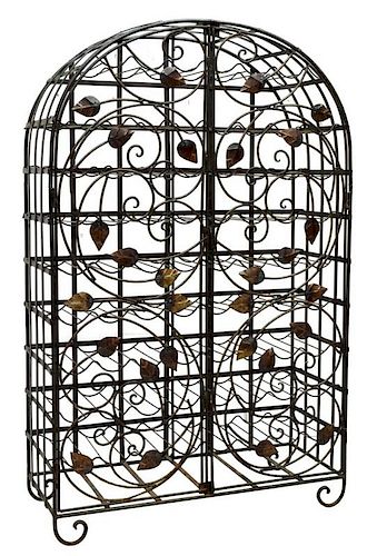SCROLLED WROUGHT IRON WINE RACK, UP TO 70 BOTTLES