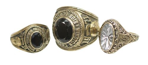 (3) 10KT GOLD CLASS RING GROUP