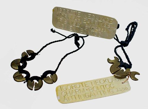 (2) IGOROT PHILIPPINES LINGLING-O BRASS NECKLACE