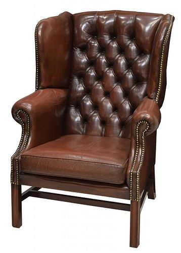 ENGLISH LEATHER WINGBACK CHAIR