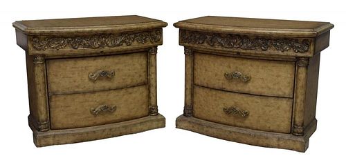 (PAIR) LARGE THREE DRAWER BEDSIDE CABINETS
