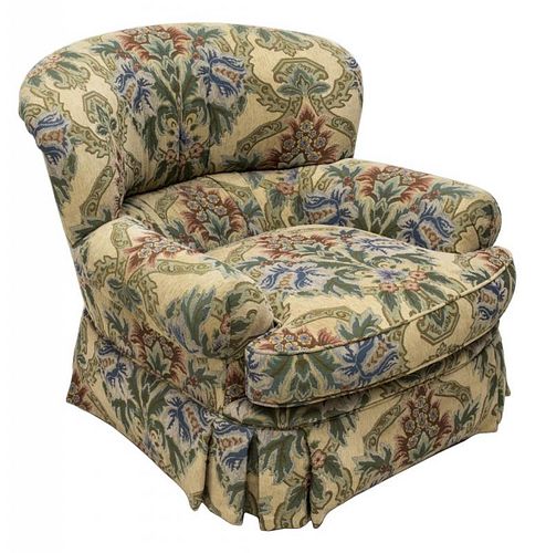 PEARSON UPHOLSTERED LOW BARREL BACK ARMCHAIR