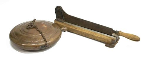 (2) FRENCH WOOD & IRON CUTTER & COPPER CANTEEN