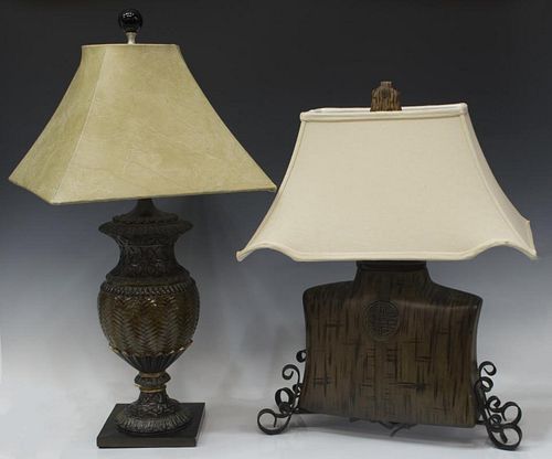 (2) DECORATIVE URN FORM & ASIAN STYLE TABLE LAMPS