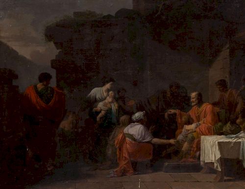 ATTRIBUTED TO JEAN-FRANÇOIS PEYRON (1744-1814): BELISARIUS RECEIVING HOSPITALITY FROM A PEASANT
