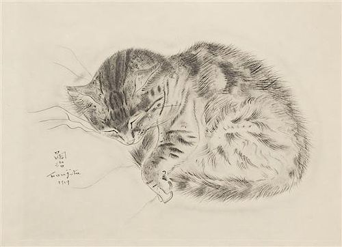 Leonard Tsuguharu Foujita, (French/Japanese, 1886-1968), Book of Cats (suite of 20 loose prints aside from book)