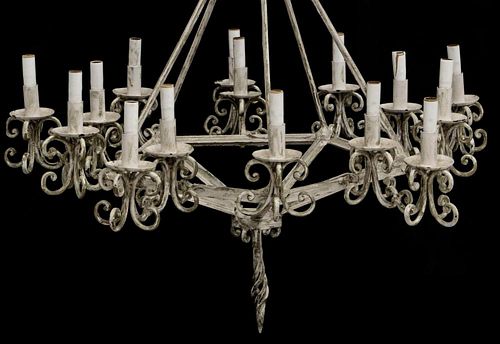 PAINTED WROUGHT IRON 15-LIGHT CHANDELIER