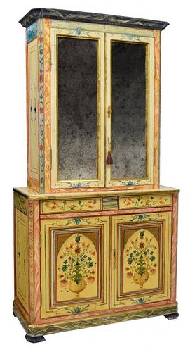 VINTAGE PAINTED MIRRORED CABINET OR SIDEBOARD