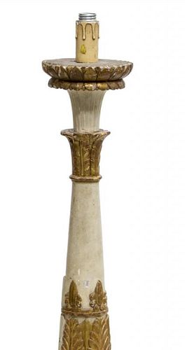 CHURCH ALTAR GESSO ON WOOD CANDLESTICK LAMP