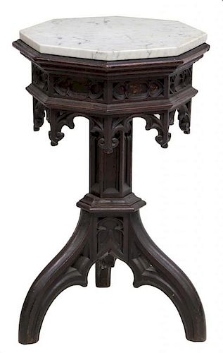 GOTHIC REVIVAL MARBLE TOP OCCASIONAL TABLE