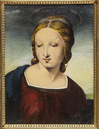 FRAMED OIL ON BOARD AFTER THE SANZIO MADONNA