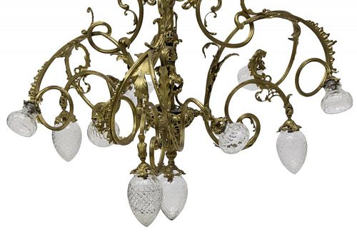 FRENCH STYLE GILT METAL 10-LIGHT CHANDELIER