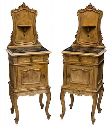 (2) LOUIS XV STYLE MAPLE BEDSIDE CABINETS