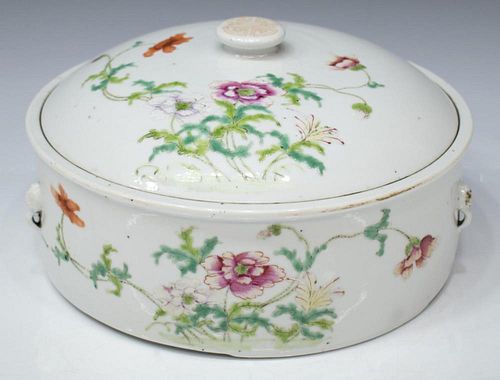CHINESE FAMILLE ROSE PORCELAIN COVERED DISH