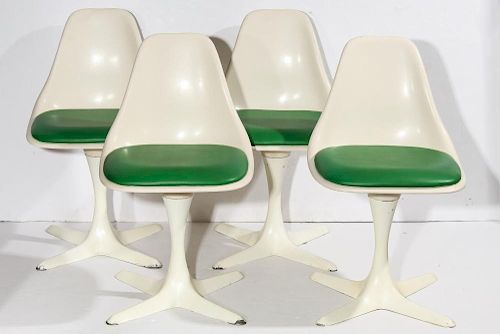 Mid-Century Set of 4 Burke White Tulip Chairs