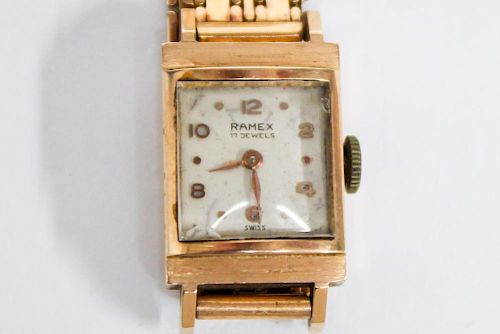 Vintage 18K Rose Gold Women's Ramex 17 Jewel Watch