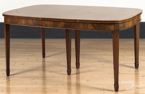 Federal style mahogany dining table with three 12"