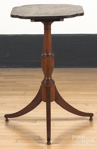 Federal mahogany and birch tilt top candlestand, e