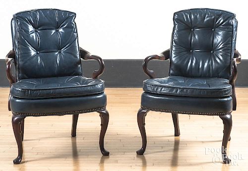 Pair of Hancock & Moore leather armchairs.