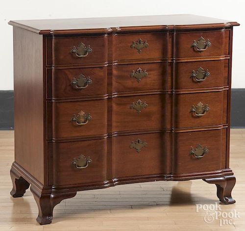 Kindel mahogany block front chest of drawers, 37"