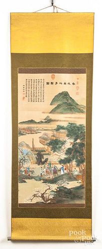 Oriental watercolor scroll.