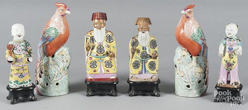 Four Chinese porcelain figures, together with a pa