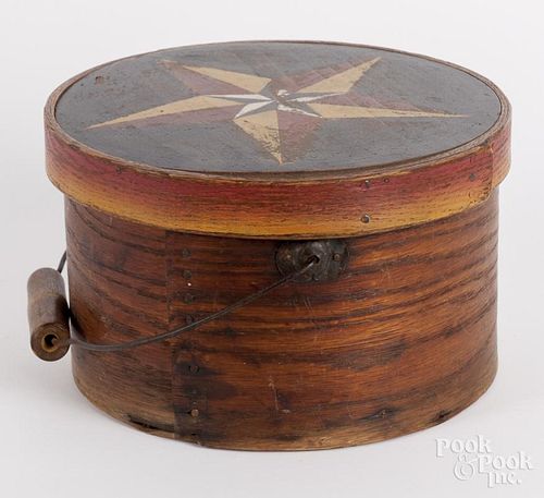 Painted bentwood box, 19th c., the lid with latert