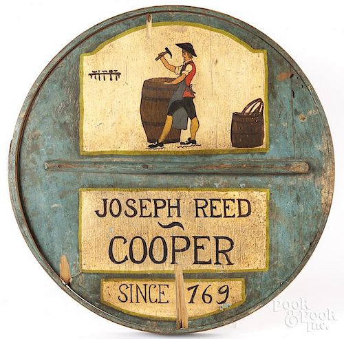 Contemporary painted Cooper trade sign, 19 1/2" di