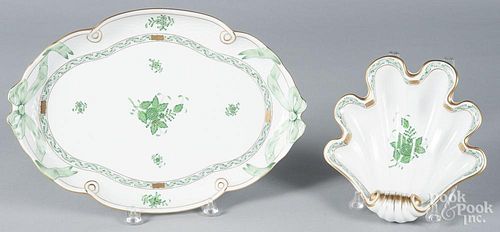 Two Herend serving dishes, 11" h., 15 3/4" w., 9"