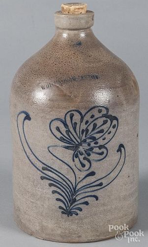 Stoneware jug, 19th c., impressed {Whites Binghamt