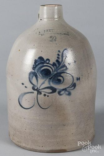 New Jersey stoneware jug, 19th c., impressed {Fulp