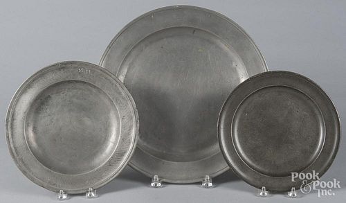 English pewter charger, 14 3/4" dia., 18th/19th c.