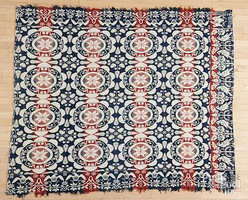 Knox County, Ohio jacquard coverlet, inscribed {Ad