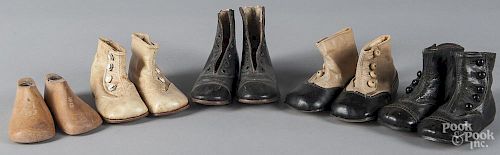 Four pairs of Victorian childrens shoes, together
