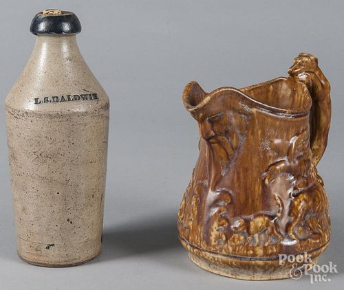 Stoneware bottle, 19th c., impressed {L. S. Baldwi