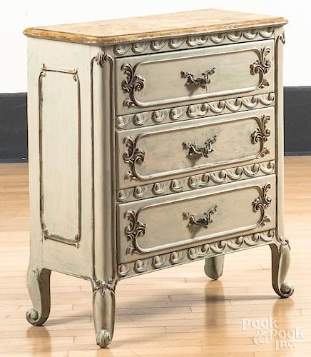 Italian painted chest of drawers, 32 1/2" h., 28 1