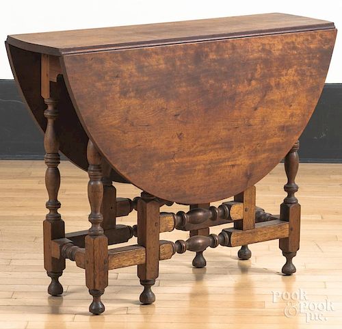 William and Mary maple and butternut gateleg table