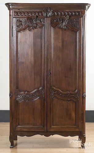French oak armoire, early 19th c., with modern ins