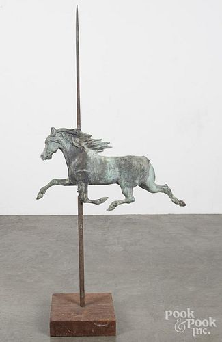 Swell-body copper running horse weathervane, 19th