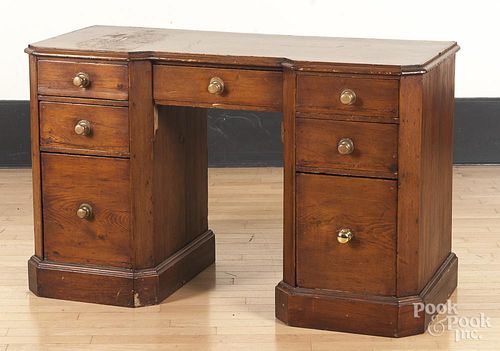 Pine kneehole desk, 19th c., 30 1/2" h., 48 1/4" w