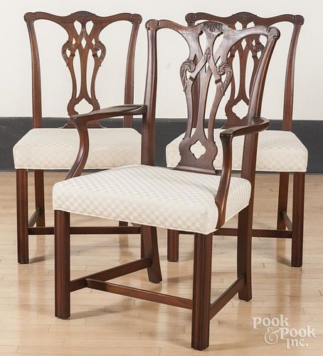 Set of six Chippendale style mahogany dining chair
