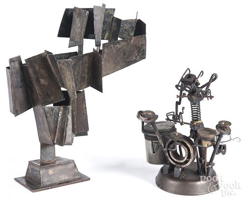 Two welded metal sculptures, 11 1/2" h. and 18" h.