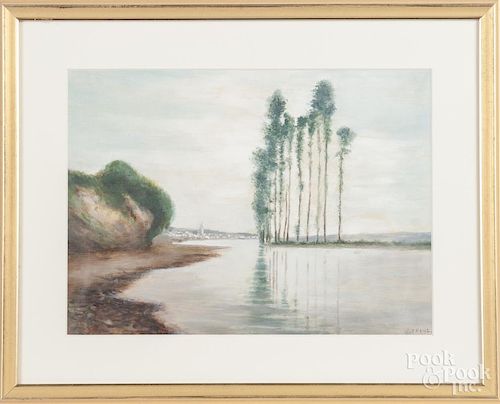 Oil on canvas landscape, signed {J. J. Rahl}, 10"