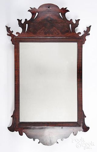 Chippendale style walnut looking glass
