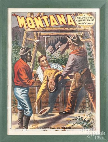 Color lithograph poster for the play Montana, by H