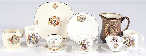 Collection of Queen Elizabeth II coronation china.