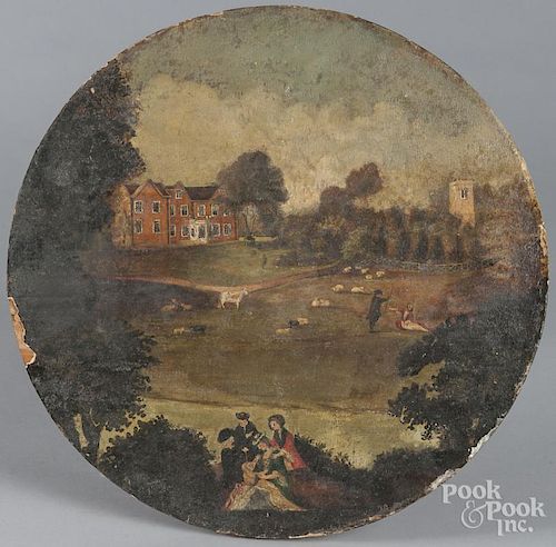 Pair of English oil on canvas landscapes, 19th c.,