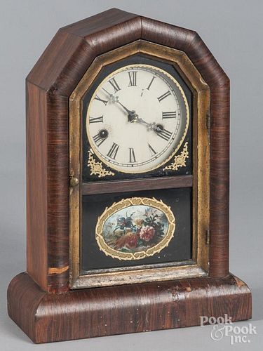 Gilbert rosewood mantel clock, 19th c., 14 1/4" h.