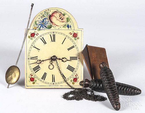 German wag on the wall clock, late 19th c., 9 1/4"